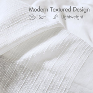 JLA Home Madison Park - Sheer Polyester Sheer Shower Curtain 72x72 in — Light-Filtering White Striped Texture, Machine Washable Privacy Option MP70-5783