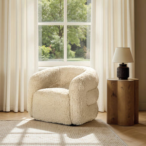 English Elm Becker Solid Oak Genuine Sheepskin Accent Armchair Rustic Farmhouse Living Room B2719P277873