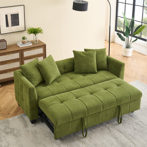 English Elm 77.9-inch cloud velvet 3-seater sofa bed with pull-out sleeper, sturdy wood frame, high-density foam comfort Green W1278S00075