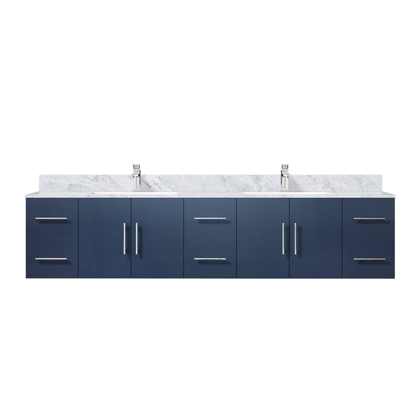 English Elm Navy Luxe Double Bath Vanity 84" W x 22" D with Carrara Marble Top, Soft-Close Drawers & Chrome Faucet B2731P258755