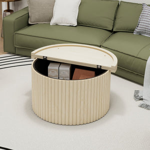 English Elm Coffee Table - Modern Round Accent Table With Flip-Top Design For Small Spaces & Living Rooms W688P248119