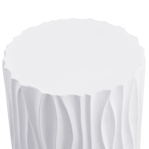 English Elm Modern Fluted Mgo Round Accent Table Sculptural Outdoor Patio Balcony Side Stand N770P396701W