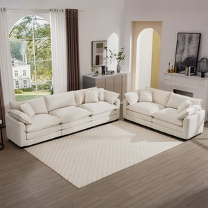 English Elm Modern 2-Piece Living Room Sofa Set: Luxurious Light Beige Corduroy, Ergonomic Comfort & Style W714S00773