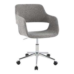 English Elm Margarite Modern Task Chair: Grey Fabric With Chrome Accents, Ergonomic Support For Home Offices B202P223908