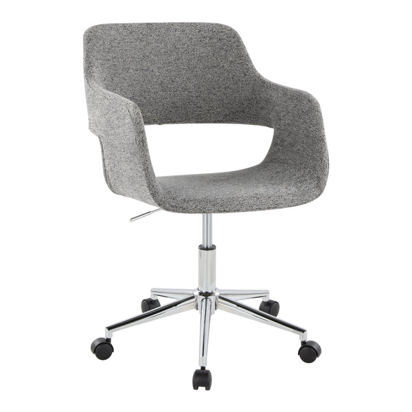 English Elm Margarite Modern Task Chair: Grey Fabric With Chrome Accents, Ergonomic Support For Home Offices B202P223908
