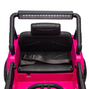 English Elm 12v Kids Electric Ride on Truck with Parental Remote Four Wheel Suspension and Led Lights Pink W1578P187456