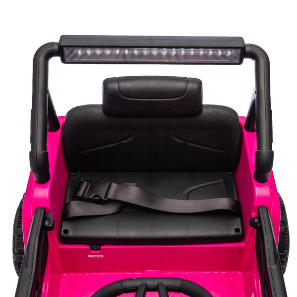 English Elm 12v Kids Electric Ride on Truck with Parental Remote Four Wheel Suspension and Led Lights Pink W1578P187456