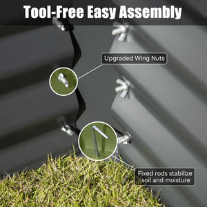 English Elm 8x4x1.5 Galvanized Raised Garden Bed with Thick Safety Edge, Rust-Resistant Steel, Drainage-Friendly Design Gray W1859P197984