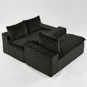 English Elm Luxury Turtle Velvet Multifunctional Sofa - Modular 4-Seat Design, Ergonomic Sponge Cushions, 400lbs Capacity, Stylish Living Room Centerpiece W3371S00035