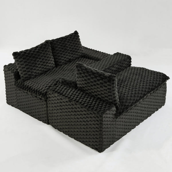 English Elm Luxury Turtle Velvet Multifunctional Sofa - Modular 4-Seat Design, Ergonomic Sponge Cushions, 400lbs Capacity, Stylish Living Room Centerpiece W3371S00035