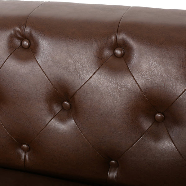 English Elm 3-seater Diamond Tufted Contemporary Sofa Deep Seated Living Room Couch with Pillows Dark Brown 70630.00ADBRN_70630.00BDBRN