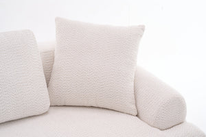 English Elm LY-024 Beige Compression Sofa 4-Seater Deep Seat Crochet Yarn Fabric Foam+Spring Breathable Comfort W2231S00014