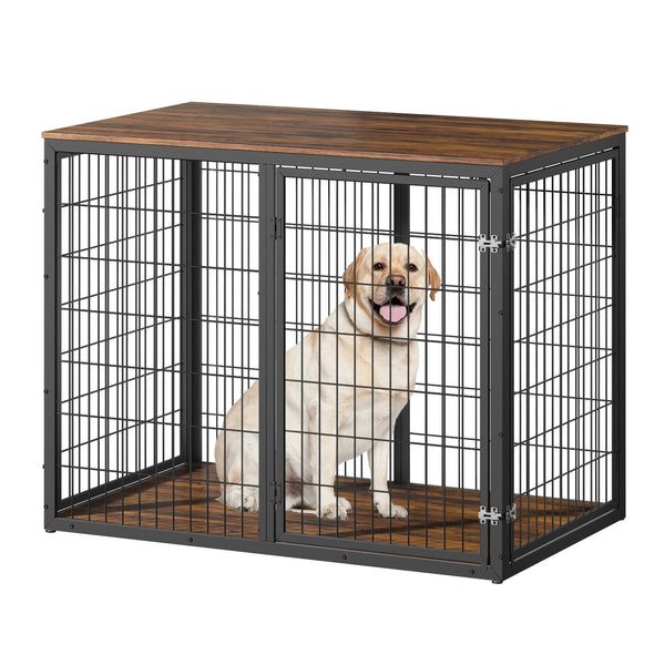 English Elm 47'' Furniture Style Dog Crate with 3 Doors Large Breed Cabinet Side Table Grey W1820P356885