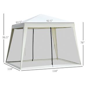 English Elm Outsunny 10x10 Slant Leg Canopy Tent with Mesh Walls Uv Polyester Outdoor Shade W2225P200893