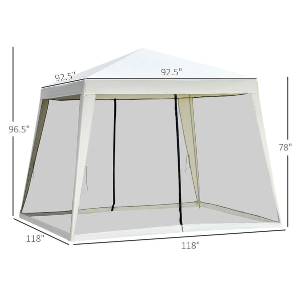 English Elm Outsunny 10x10 Slant Leg Canopy Tent with Mesh Walls Uv Polyester Outdoor Shade W2225P200893