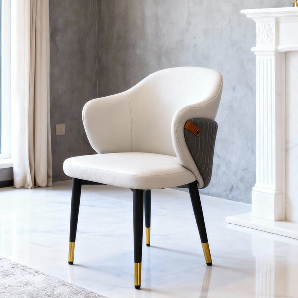 English Elm Modern Pu Leather Ergonomic Dining Chairs Mid Century Style Set of 2 for Home W2699P401049