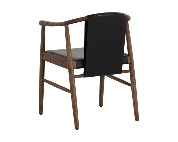 Sunpan Aran Dining Armchair - Mid-century Onyx Leather With Solid Oak Frame For Timeless Elegance Black Leather 111987