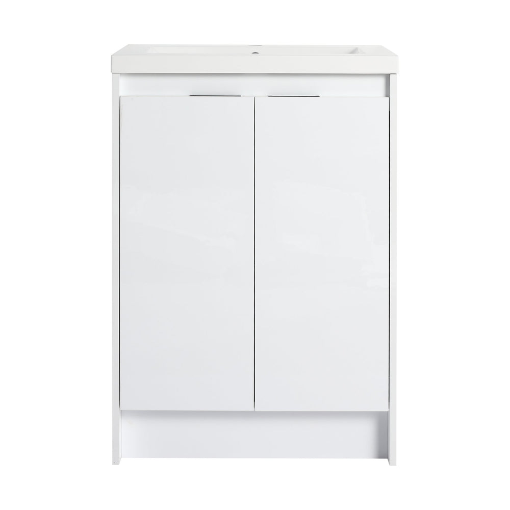English Elm 48" Freestanding Bathroom Vanity With Resin Sink & Dual Storage Cabinets For Modern Elegance W999S00424