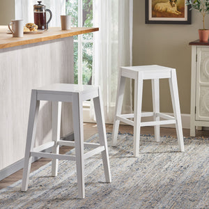English Elm Christopher Knight Home® - COUNTER White Fabric Counter Stool Set of 2 — Farmhouse Handcrafted Wooden Look, 25.75"H, Easy Assembly 64541.00WHI