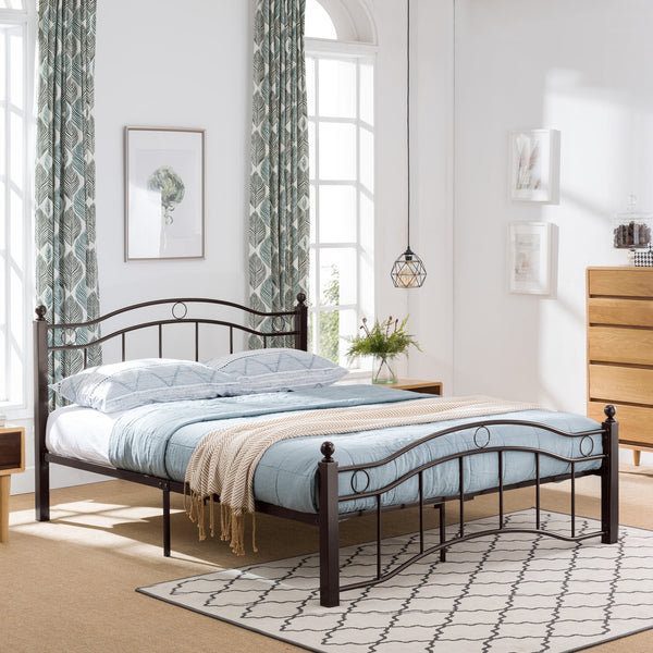 English Elm Christopher Knight Home® - KING Metal Bed Frame King Size Platform Bed with Geometric Headboard, Sturdy Iron, Underbed Storage Opportunity Copper 79.25 L x 28.75 W x 3.5 H 63298.00HMCOP-K-UK
