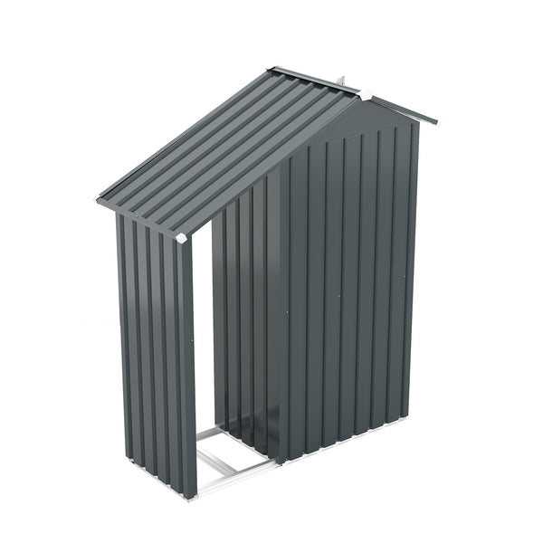 English Elm Campcraft Galvanized Steel Outdoor Storage Cabinet with Lockable Compartment and Firewood Rack W1598P382301