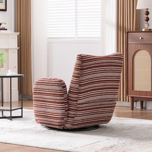 English Elm Modern Boucle 360° Swivel Leisure Chair with High‑Resilience Sponge, Supportive Curve, 550lb Capacity Red W395P355443