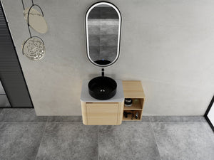 English Elm 36'' Wall-Mounted Bathroom Vanity With Artistic Ceramic Sink, Soft-Close Door & Space-Saving Storage W999S00468