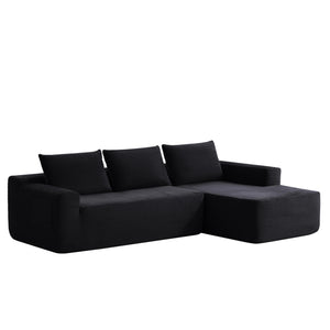 English Elm 104" Corduroy Modular Sectional Sofa with Chaise Side Pockets Ready for Living Rooms W3975S00048