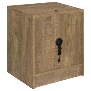 English Elm Geary Mango 2-Drawer Nightstand with LED Light, Dual Outlet, USB-A & USB-C Charging Ports, Compact Wood-Grain Storage B062P375561
