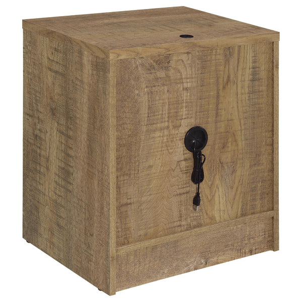 English Elm Geary Mango 2-Drawer Nightstand with LED Light, Dual Outlet, USB-A & USB-C Charging Ports, Compact Wood-Grain Storage B062P375561