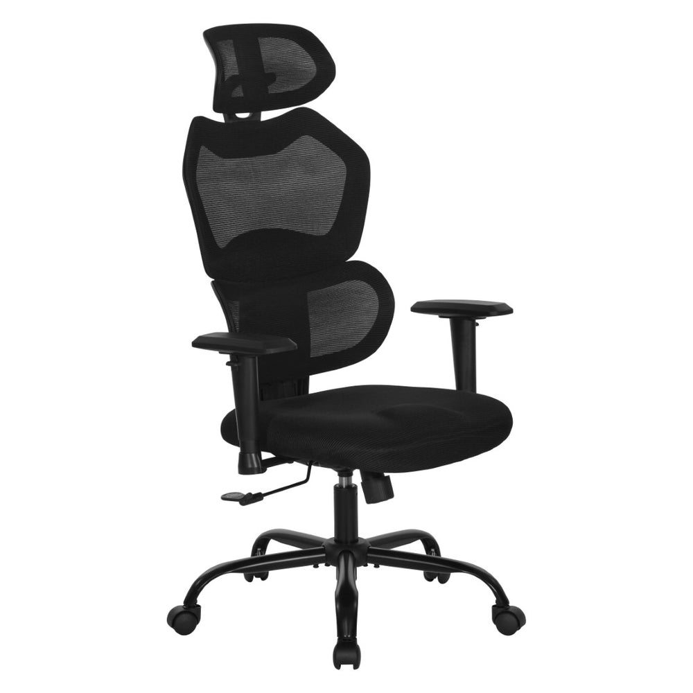 OSP Home Furnishings Ventilated Mesh Office Chair with Lumbar Support Adjustable Headrest and Ergonomic Tilt EM14622HR-3