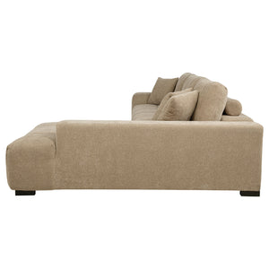 English Elm Plather Luxe Upholstered Sectional with Right Chaise, Grid-Tufted Reversible Cushions & Sturdy Block Legs Camel B062S01355