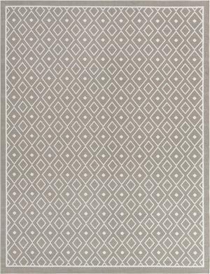 Unique Loom Outdoor Trellis Kafes Machine Made Geometric Rug Gray, Ivory 7' 10" x 10' 0"