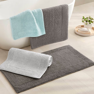 English Elm 1 Heavyweight Cotton Tufted Bath Rug Reversible Spa Grade Absorbent Floor Mat Navy B035P319557