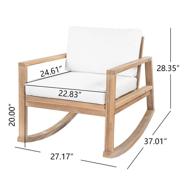 English Elm Outdoor Acacia Wood Rocking Chair with Cushions Teak Finish Porch Seating N772P369382W_N772P369382W