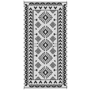 English Elm Outsunny Reversible Polypropylene Outdoor Rug Waterproof Patio Camping Mat with Carry Bag Black W2225P485552