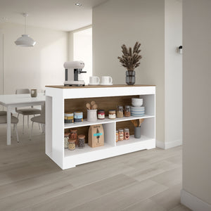 English Elm Worland,kitchen Island with Open Shelving and Wenge Finish for Modern Prep Spaces B128S00240