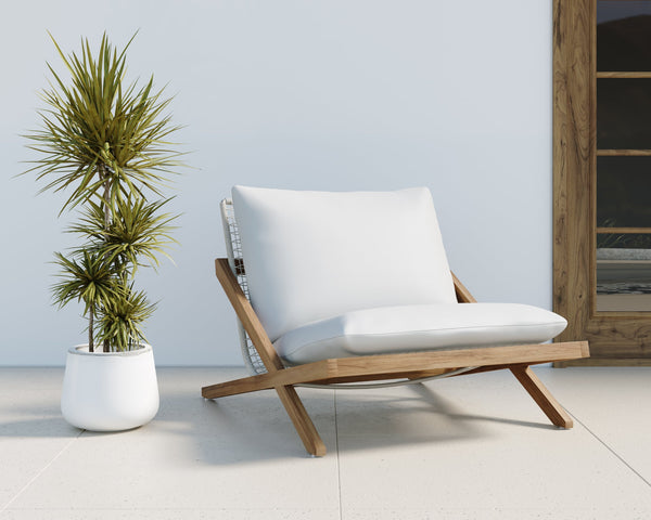 Sunpan Bari Lounge Chair - Timeless Outdoor Seating with Durable Teak and Weather-Resistant Design Natural / Stinson White