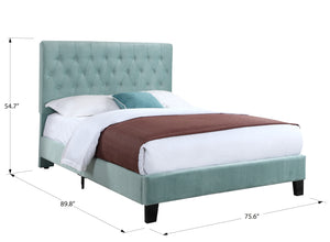 English Elm Wallace & Bay - Blue Cal King Upholstered Bed with Light Blue Fabric, Transitional Style, Easy-Care 89.8"W 54.7"H B361P384472