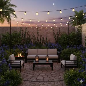English Elm 4-piece Aluminum Outdoor Conversation Set with Rust-proof Matte Frame and Wpc Coffee Table Light Gray B082S00098
