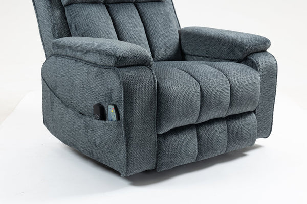 English Elm Oversized Power Lift Recliner with Heat Massage Lay Flat Design and Usb Charging Port Blue-Green W547S00079