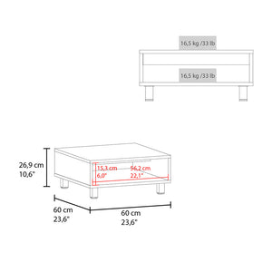 English Elm Coffee Table Burley Modern White Engineered Wood with Open Lower Shelf & Sturdy Metallic Legs, Sleek Design for Contemporary Living Rooms B092P245927