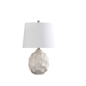 English Elm 21.75" Coastal Seaside Ceramic Table Lamp in Cream with Taupe Trim – Textured Scallop Design, Brushed Silver B072P222430