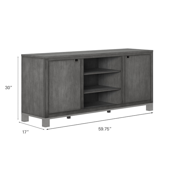 English Elm Pacific Heights Scandinavian Ash Grey Media Console with Open Shelving for Living Rooms B108P481209