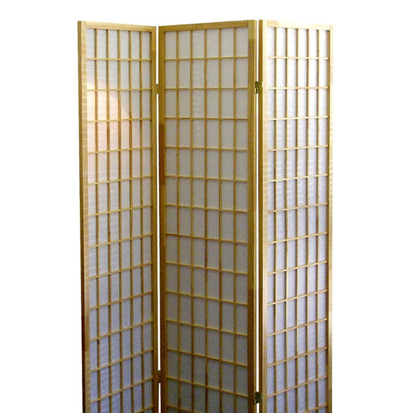 English Elm 70" Tall 3-Panel Room Divider Screen - Elegant Japanese Style With Natural Wood Finish & Light Diffusion B072115958