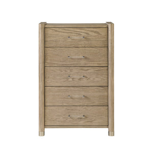 English Elm Sarai Solid Wood Chest with Spacious Drawers, Acrylic Bar Handles and Metal Detailing for Elegance Brown 36 L x 21 W x 52.3 H B201P391230