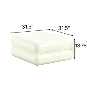 English Elm New Sculptural Fiberglass Coffee Table Low Profile Square Geometric Living Room Accent White W2085P374164
