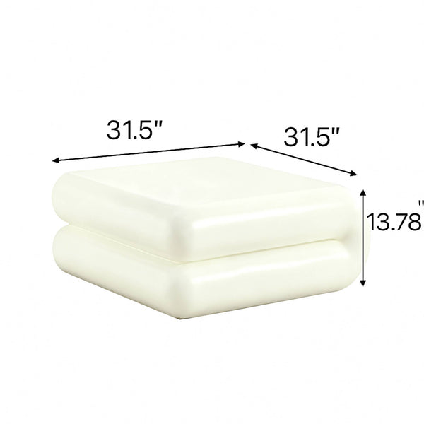 English Elm New Sculptural Fiberglass Coffee Table Low Profile Square Geometric Living Room Accent White W2085P374164