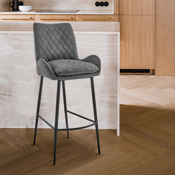 English Elm Garren Charcoal 26" Counter Height Bar Stool — Durable Fabric, Modern Design, Easy Assembly, Sleek Black Finish B2736P268583