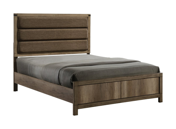 English Elm 1Pc Contemporary Low-Profile Upholstered Full Bed With Geometric Vertical Channels In Weathered Gray B2741S00369